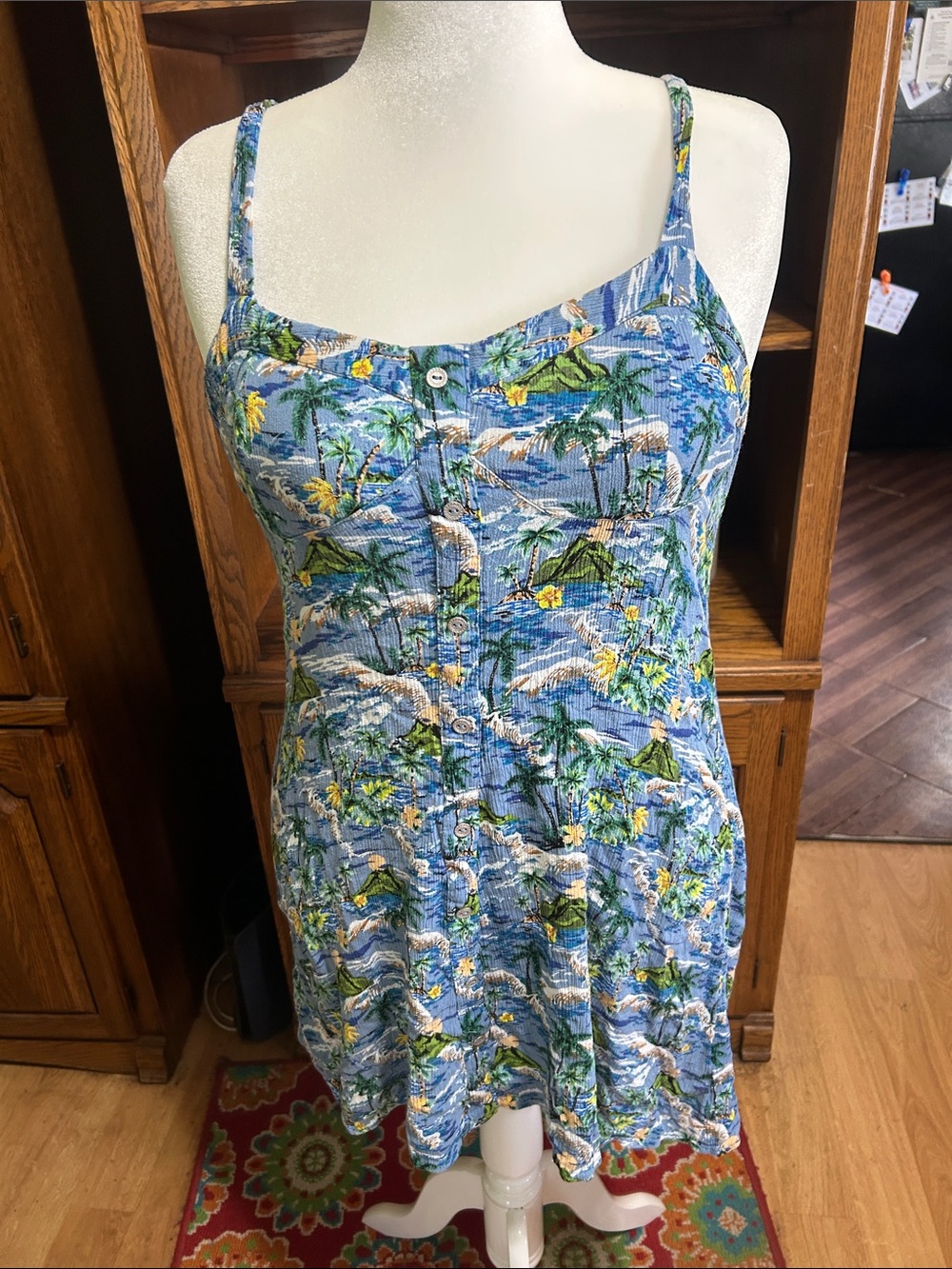 wild fable Blue Tropical Print Mini Dress with Spaghetti Straps XXL